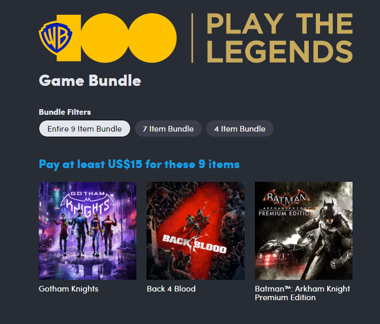 Humble Bundle] WB 100: Play the Legends : r/Gamebundles